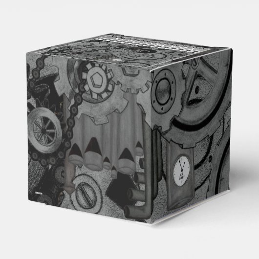 Dampfmaschine (Monochrom) Geschenkschachtel (Rückseite)