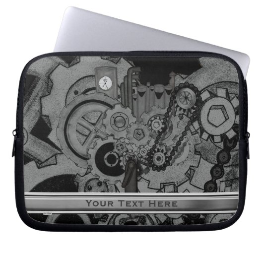 Dampfmaschine (Monochrom) Laptopschutzhülle (Vorderseite)