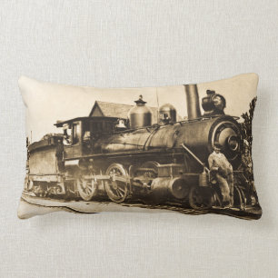 Dampfmaschine und Zugpersonal Eisenbahn Lendenkissen