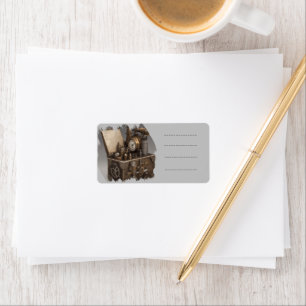 Dampfmaschine - Vintage Schatztruhe Adressaufkleber