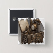 Dampfmaschine - Vintage Schatztruhe Button (Vorne & Hinten)