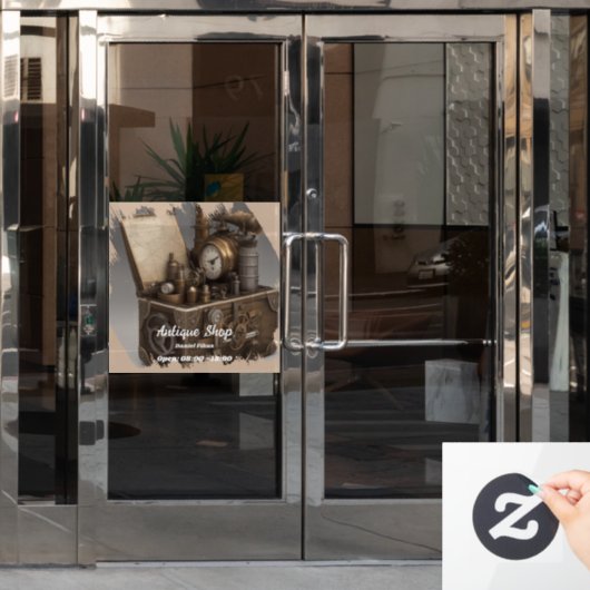 Dampfmaschine - Vintage Schatztruhe Fensteraufkleber (Büro Tür)