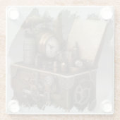 Dampfmaschine - Vintage Schatztruhe Glasuntersetzer (Rückseite)