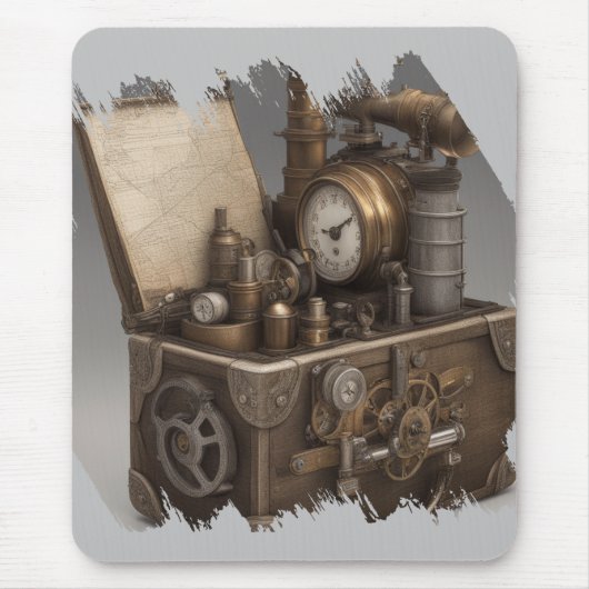 Dampfmaschine - Vintage Schatztruhe Mousepad (Vorne)