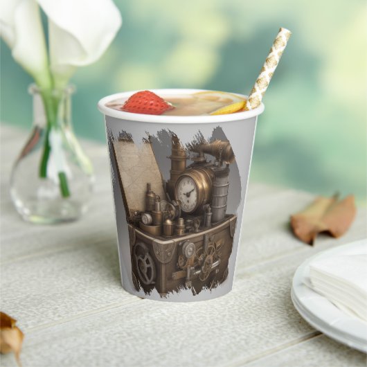 Dampfmaschine - Vintage Schatztruhe Pappbecher (In Situ)