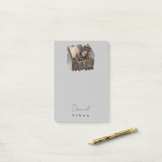 Dampfmaschine - Vintage Schatztruhe Post-it Klebezettel (Auf Schreibtisch)