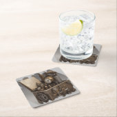 Dampfmaschine - Vintage Schatztruhe Rechteckiger Pappuntersetzer (Vor Ort)