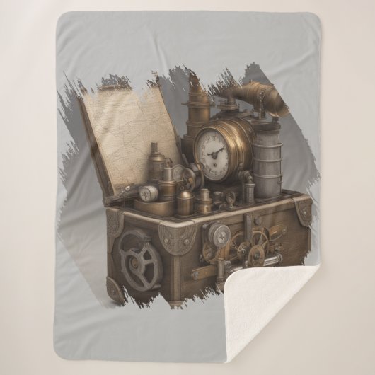 Dampfmaschine - Vintage Schatztruhe Sherpadecke (Vorderseite)