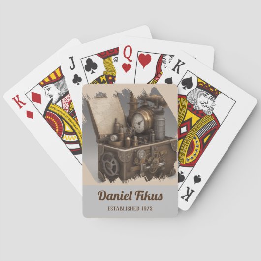 Dampfmaschine - Vintage Schatztruhe Spielkarten (Rückseite)