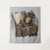 Dampfmaschine - Vintage Schatztruhe Wandteppich (Vorderseite)