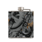 Dampfmaschine (Vollfarbe) Flachmann (Rückseite)