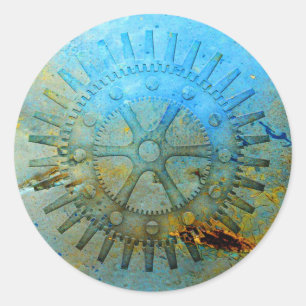 Dampfmaschinen-Zahnräder Runder Aufkleber