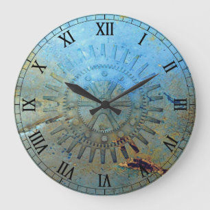 Dampfmaschinengetriebe-Wanduhr im Shabby-Stil Große Wanduhr