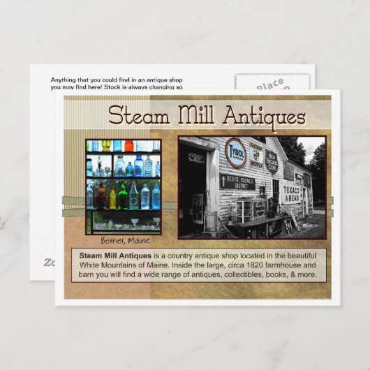 Dampfmühle Antiquitäten Postkarte (Vorne/Hinten)