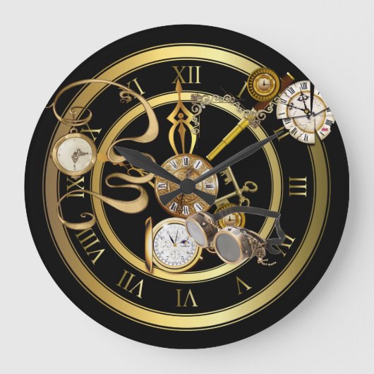 Dampfpanik-Zeit Große Wanduhr (Vorderseite)