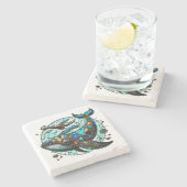 Dampfpunk-Buntglaswal Steinuntersetzer (Seitenansicht)