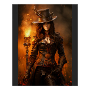 Dampfpunk-Frau Poster