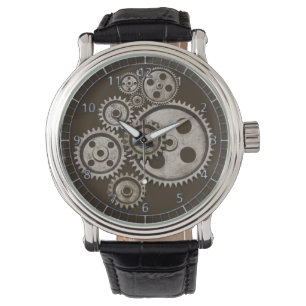 Dampfpunk-Getriebezahnrad-Uhr-Maschine-Uhr Armbanduhr