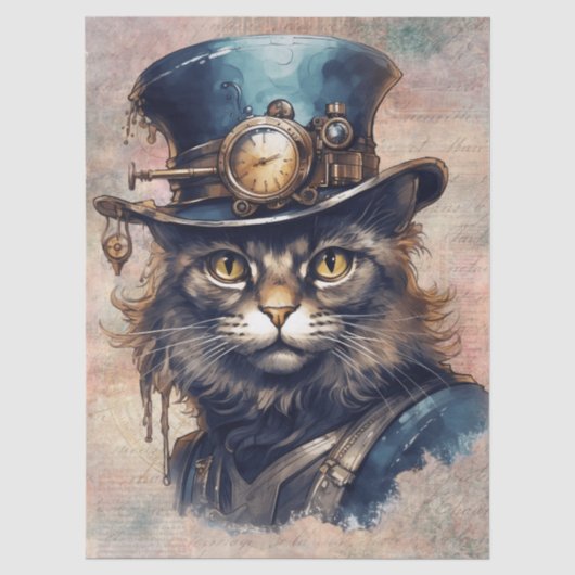 Dampfpunk-Katze Seidenpapier (Vorderseite)