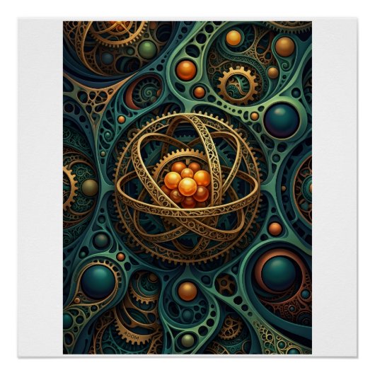Dampfpunk Mechanische Orb Komplexe Zahnrad-Vortex- Poster (Vorderseite)