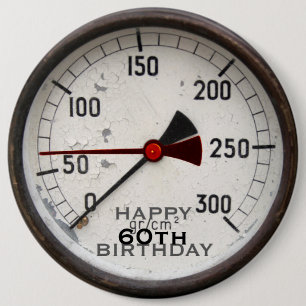 Dampfpunk Old Manometer 60. Geburtstag Button