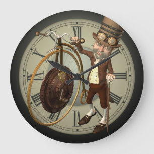 Dampfpunk-Penny-Farthing Große Wanduhr