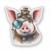 Dampfpunk-Schwein Aufkleber (Vorderseite)
