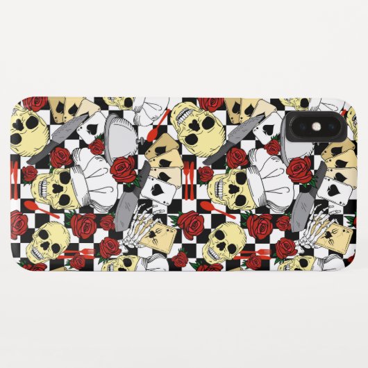 Dampfpunk-Skulls in Koch Hats und Rote Rosen Case-Mate iPhone Hülle (Rückseite (Horizontal))