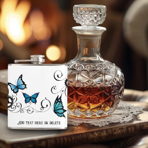 Dampfpunk-Stammesblaue Schmetterlinge Getriebewirb Flachmann