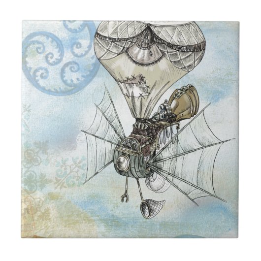 Dampfpunkballon Fliese (Vorderseite)