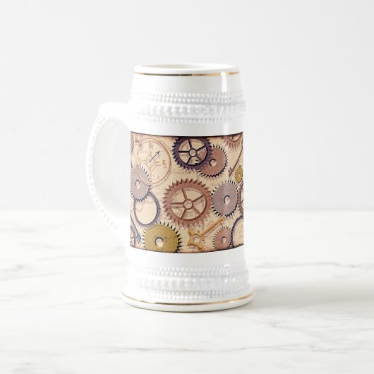 Dampfrad, Getriebe, Schlüssel, Alte Ölfarbe Bierglas (Vorderseite Links)