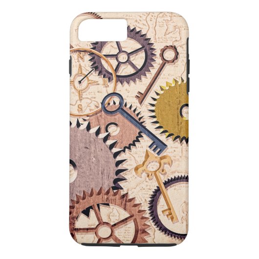 Dampfrad, Getriebe, Schlüssel, Alte Ölfarbe Case-Mate iPhone Hülle (Rückseite)