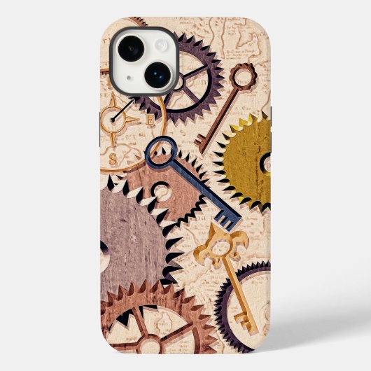 Dampfrad, Getriebe, Schlüssel, Alte Ölfarbe Case-Mate iPhone Hülle (Rückseite)