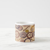 Dampfrad, Getriebe, Schlüssel, Alte Ölfarbe Espressotasse (Vorderseite)