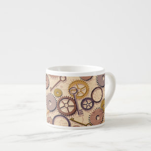 Dampfrad, Getriebe, Schlüssel, Alte Ölfarbe Espressotasse