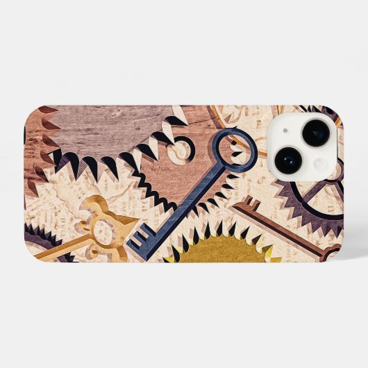 Dampfrad, Getriebe, Schlüssel, Alte Ölfarbe iPhone Hülle (Rückseite (Horizontal))