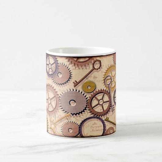 Dampfrad, Getriebe, Schlüssel, Alte Ölfarbe Kaffeetasse (Mittel)