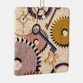 Dampfrad, Getriebe, Schlüssel, Alte Ölfarbe Keramikornament (Rechts)