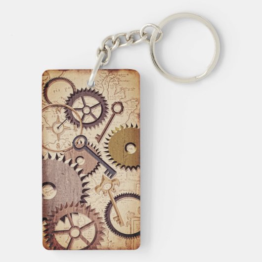 Dampfrad, Getriebe, Schlüssel, Alte Ölfarbe Schlüsselanhänger (Rückseite)