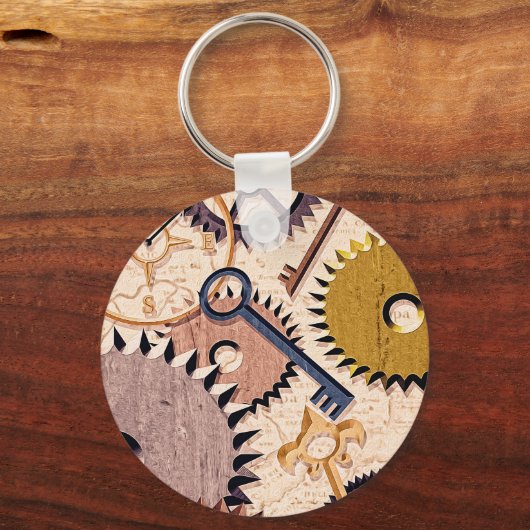 Dampfrad, Getriebe, Schlüssel, Alte Ölfarbe Schlüsselanhänger (Vorderseite)