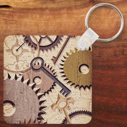 Dampfrad, Getriebe, Schlüssel, Alte Ölfarbe Schlüsselanhänger (Rückseite)