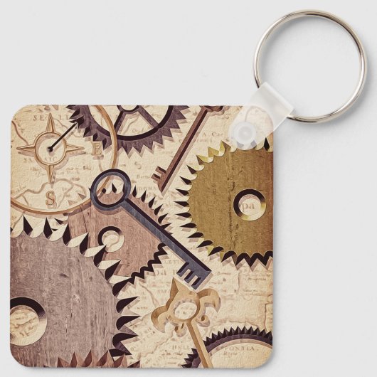 Dampfrad, Getriebe, Schlüssel, Alte Ölfarbe Schlüsselanhänger (Rückseite)