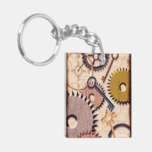 Dampfrad, Getriebe, Schlüssel, Alte Ölfarbe Schlüsselanhänger (Vorderseite links)