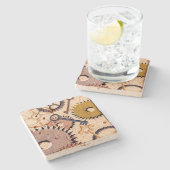 Dampfrad, Getriebe, Schlüssel, Alte Ölfarbe Steinuntersetzer (Seitenansicht)