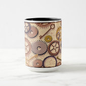 Dampfrad, Getriebe, Schlüssel, Alte Ölfarbe Tasse (Zentrum)