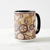 Dampfrad, Getriebe, Schlüssel, Alte Ölfarbe Tasse (VorderseiteRechts)