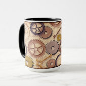 Dampfrad, Getriebe, Schlüssel, Alte Ölfarbe Tasse (Vorderseite Links)