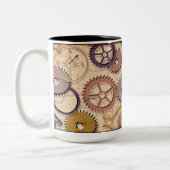 Dampfrad, Getriebe, Schlüssel, Alte Ölfarbe Zweifarbige Tasse (Links)