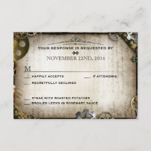 Dampfradanworte viktorianische Hochzeits-RSVP-Antw RSVP Karte