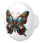 Dampfräder und Schmetterling  Keramikknauf (Rechts)
